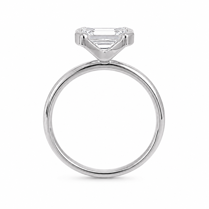 The East West Half Bezel — Emerald Diamond Ring