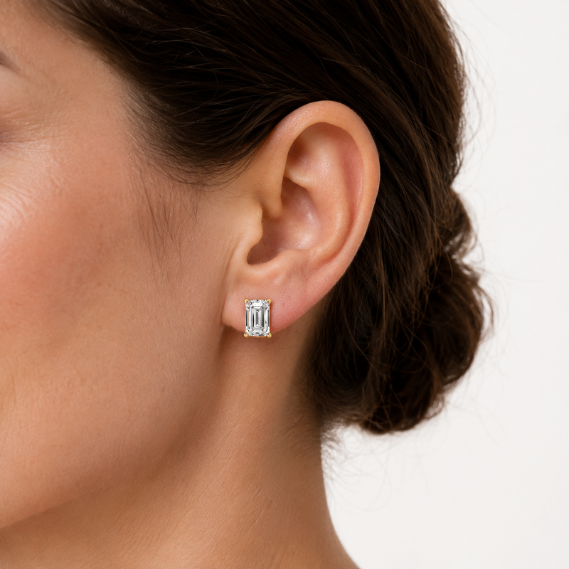 The Emerald Studs — Emerald Cut Diamond Earrings