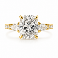 The Romance — Elongated Cushion Ring with Pear Side Stones - Image 1