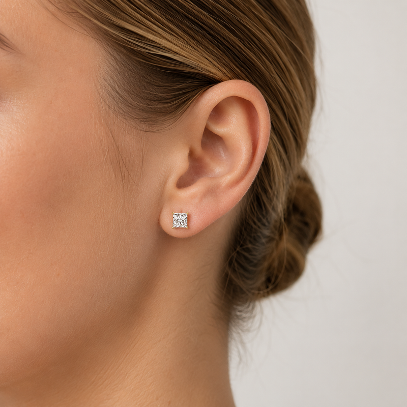 The Princess Studs — Princess Cut Diamond Earrings