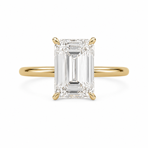 The Art Deco — Emerald Hidden Halo Ring
