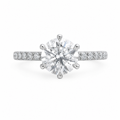 Round Cut VVS1 Lab Grown Diamond Accent Engagement Ring | The Accent
