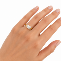 The East West Half Bezel — Emerald Diamond Ring - Image 3