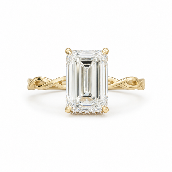 The Opulence — Emerald Halo Ring with Twist Band
