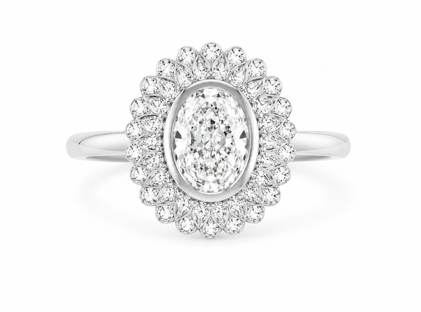The Oval Floral Halo — Cocktail Ring