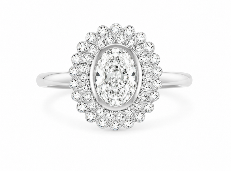The Oval Floral Halo — Cocktail Ring