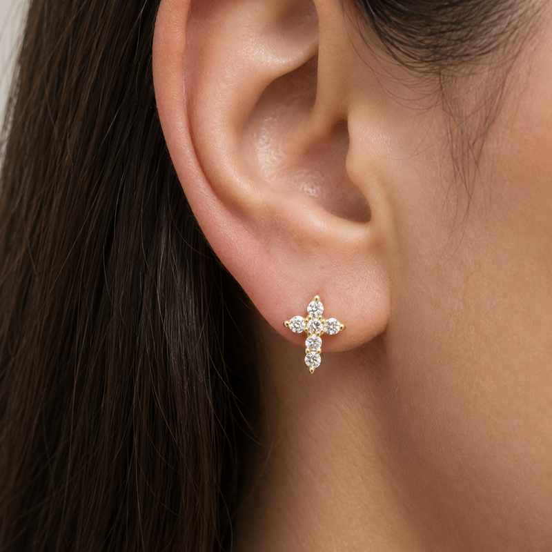 The Cross Studs — Diamond Earrings