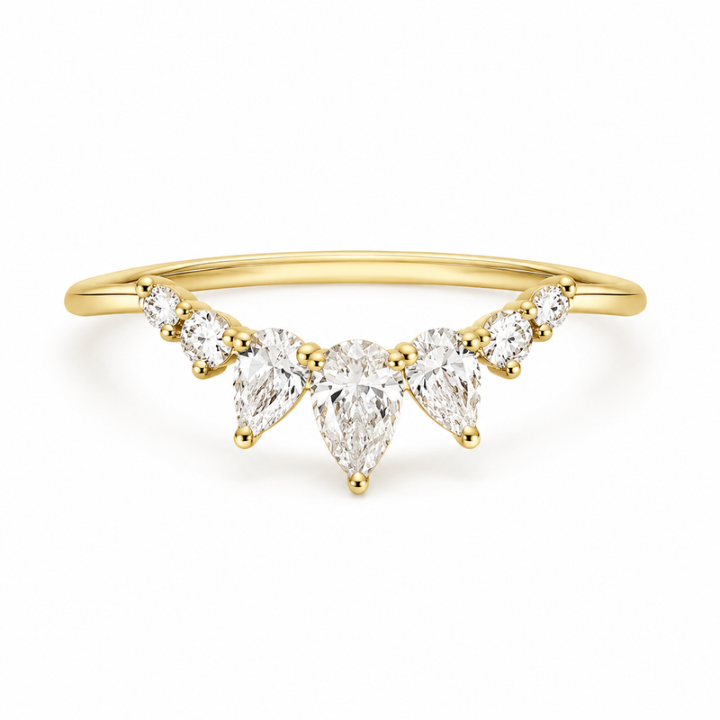 The Chevron — Pear Diamond Wedding Band