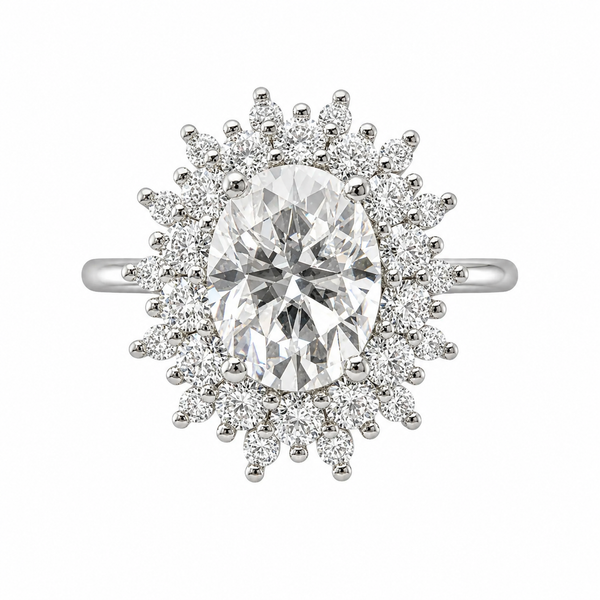 The Bloom — Oval Flower Halo Engagement Ring