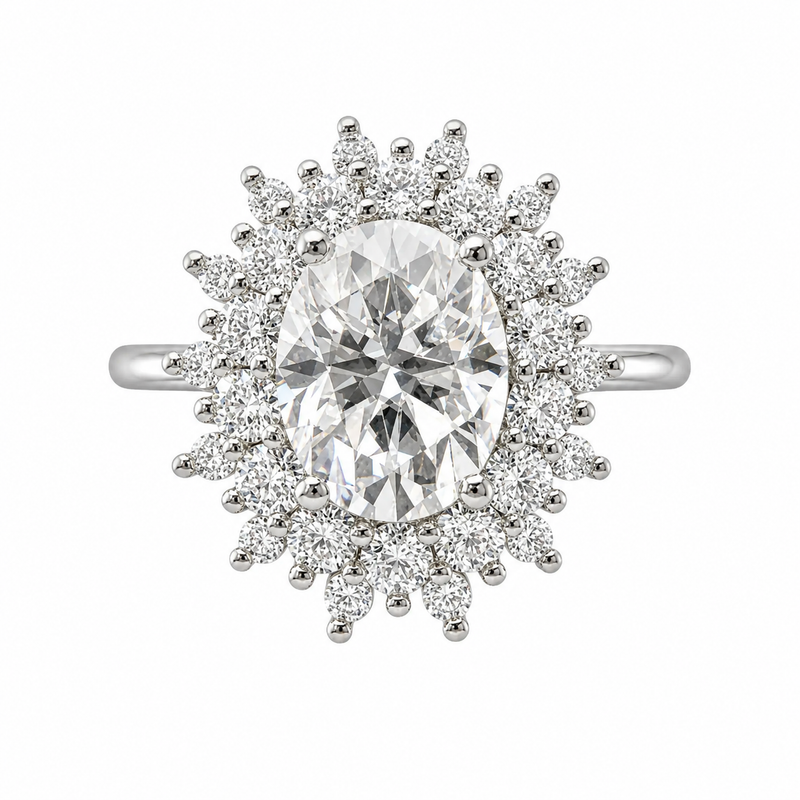 The Bloom — Oval Flower Halo Engagement Ring