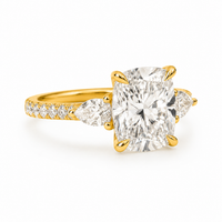The Romance — Elongated Cushion Ring with Pear Side Stones - Image 2