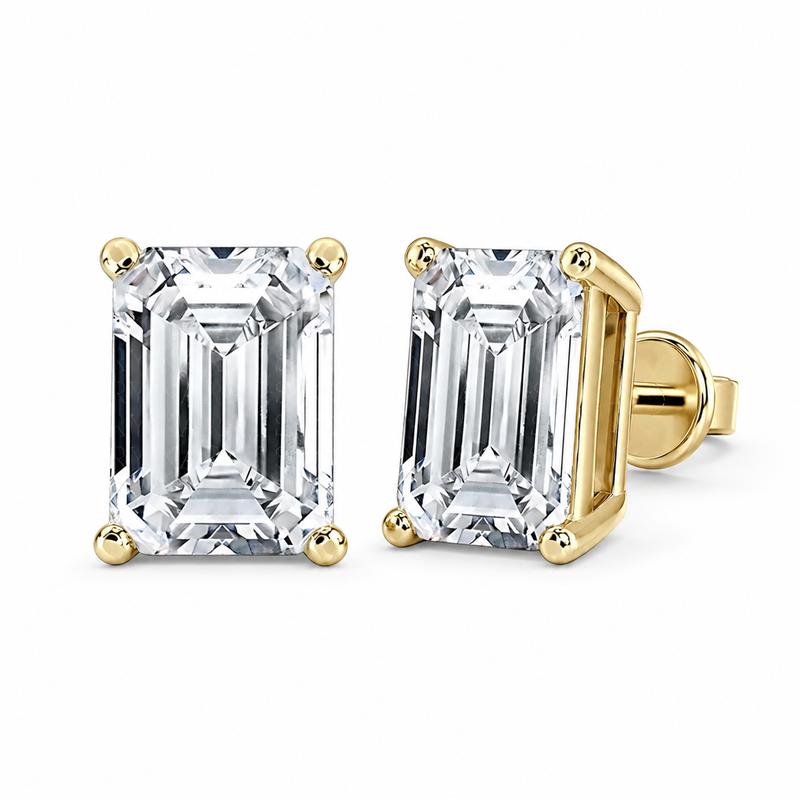 The Emerald Studs — Emerald Cut Diamond Earrings