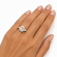 The Romance — Elongated Cushion Ring with Pear Side Stones - Image 3