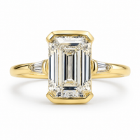 The Trieste — Emerald Bezel Three Stone Ring - Image 1