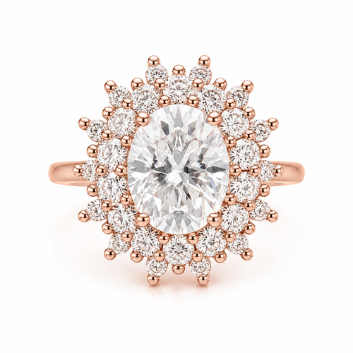 The Bloom — Oval Flower Halo Engagement Ring