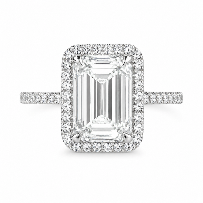 The Emerald Halo — Diamond Engagement Ring
