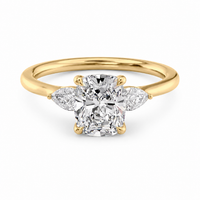 The Trilogy — Elongated Cushion Three Stone Ring - Image 1