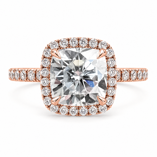 Cushion Cut VVS1 Lab Grown Diamond Halo Pavé Engagement Ring | The Cushion Halo