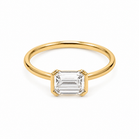 The East West Half Bezel — Emerald Diamond Ring - Image 4