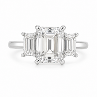 Emerald Cut VVS1 Lab Grown Diamond Three Stone Engagement Ring | NIVRA - Image 1