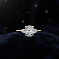 The Trilogy — Elongated Cushion Three Stone Ring - Image 3