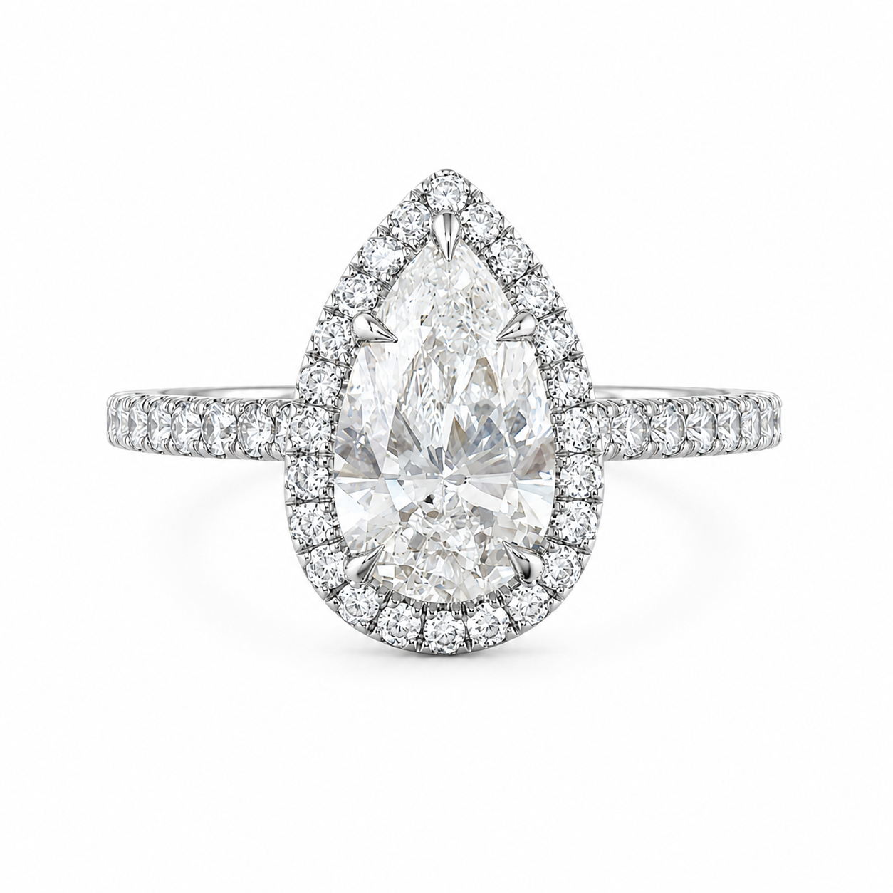 The Pear Halo Pavé — Diamond Engagement Ring