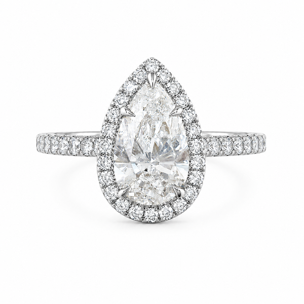The Pear Halo Pavé — Diamond Engagement Ring