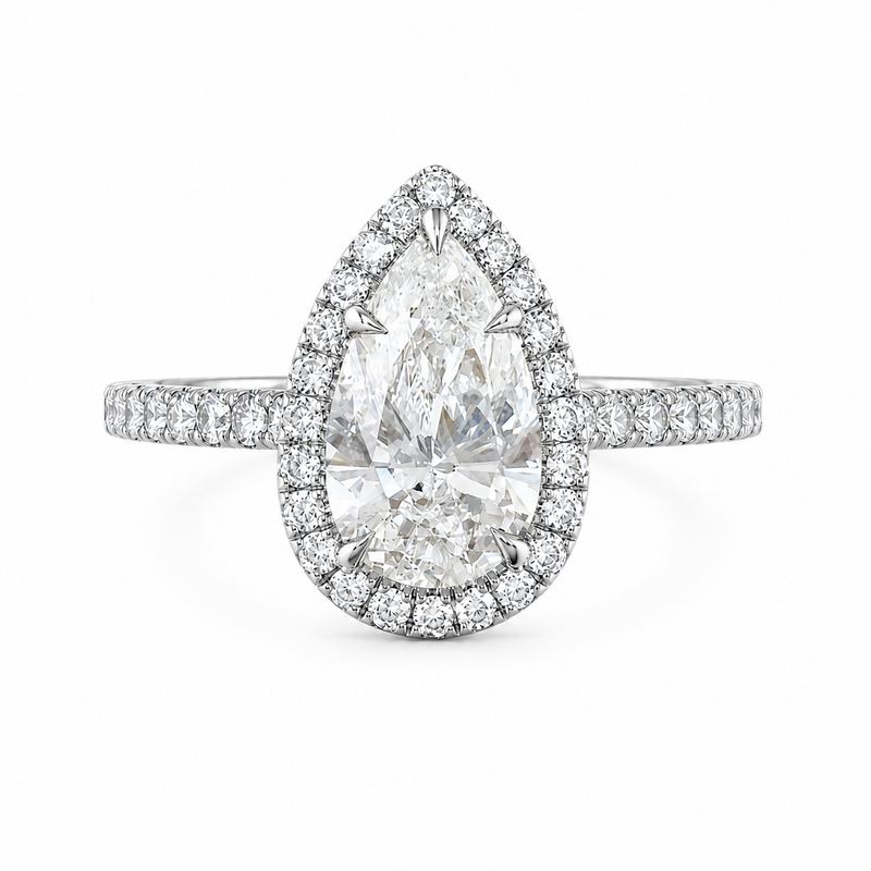 The Pear Halo Pavé — Diamond Engagement Ring