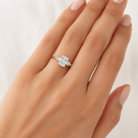 The Trilogy — Elongated Cushion Three Stone Ring - Image 4