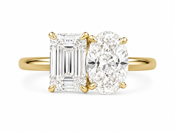 The Deux Emerald Oval — Toi et Moi Diamond Ring