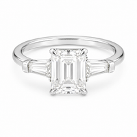The Baguette Accent — Emerald Cut Diamond Ring - Image 2