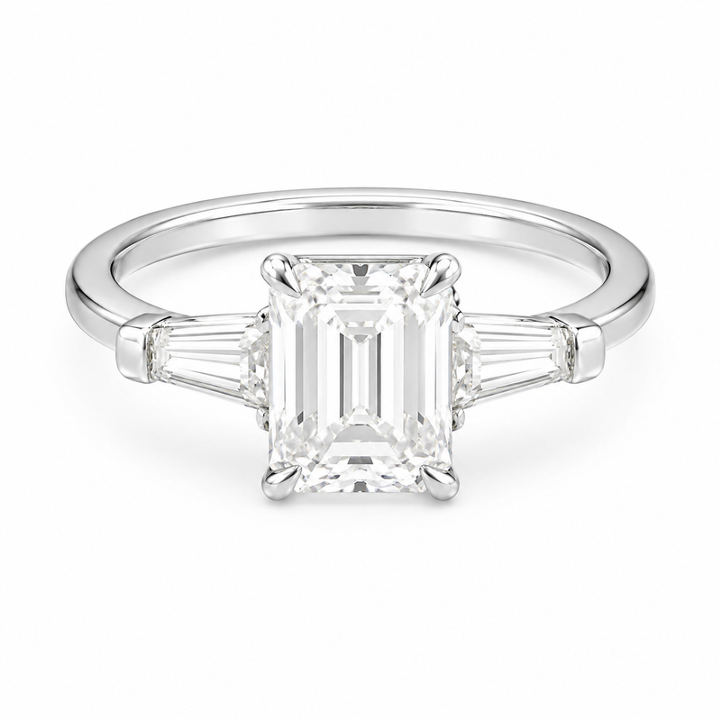 The Baguette Accent — Emerald Cut Diamond Ring