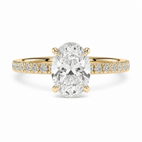 The Mystique — Oval Hidden Halo Ring with Pavé Band - Image 3