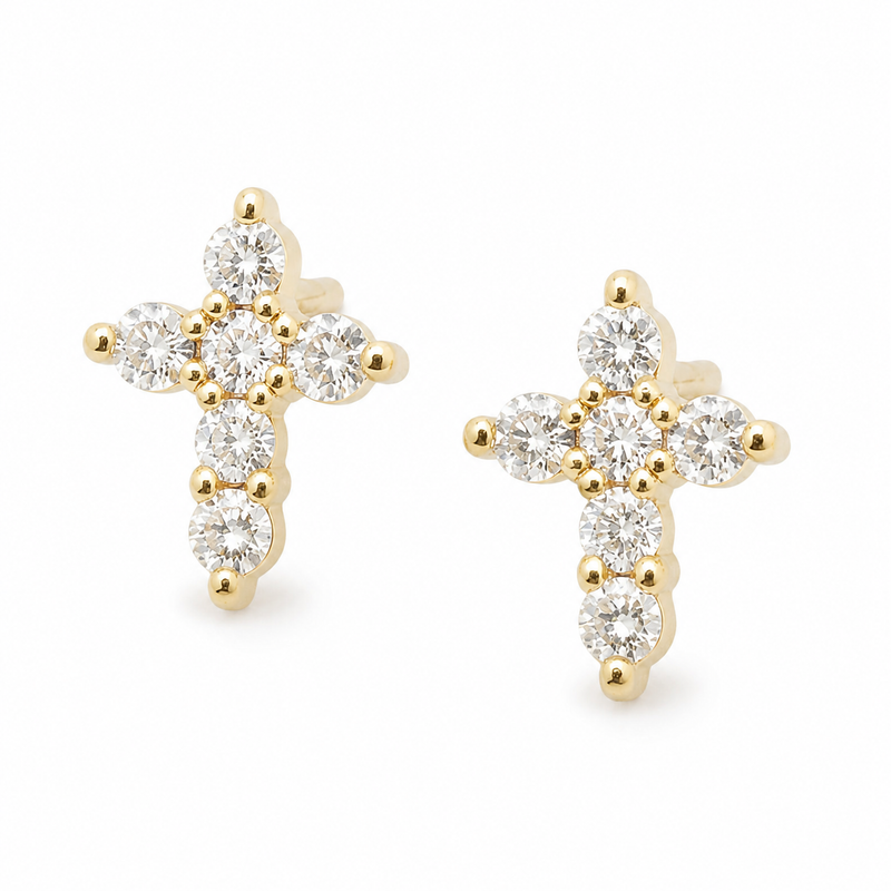The Cross Studs — Diamond Earrings
