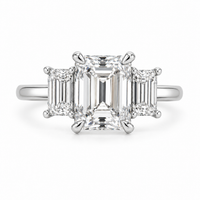 Emerald Cut VVS1 Lab Grown Diamond Three Stone Engagement Ring | NIVRA - Image 4