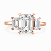 Emerald Cut VVS1 Lab Grown Diamond Three Stone Engagement Ring | NIVRA - Image 3