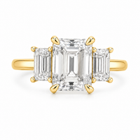 Emerald Cut VVS1 Lab Grown Diamond Three Stone Engagement Ring | NIVRA - Image 2